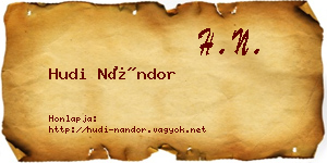 Hudi Nándor névjegykártya