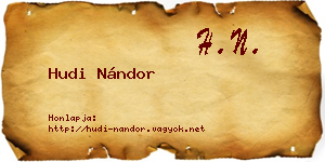 Hudi Nándor névjegykártya